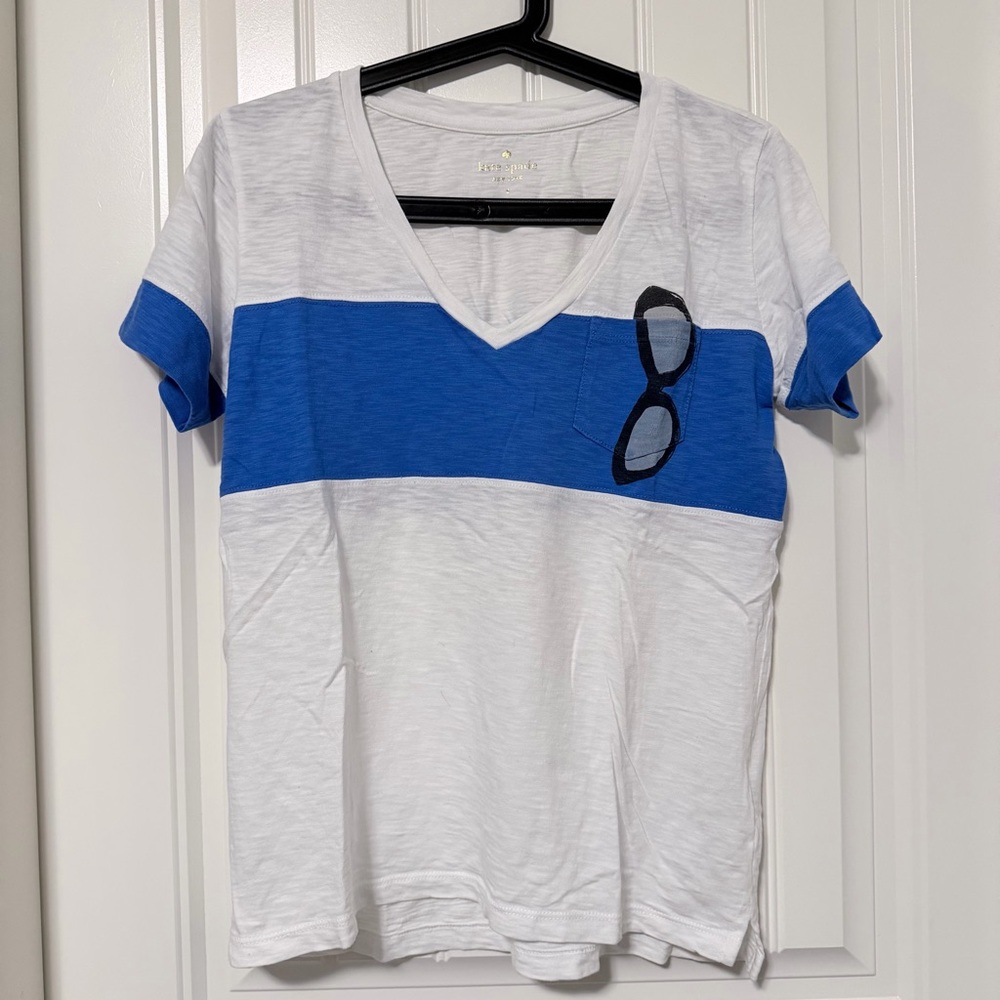 Kate Spade Tshirt Stripe cute blue and white size small